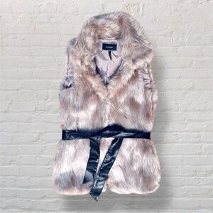Le Chateau Luxurious Faux Fur Vest with Black Accent